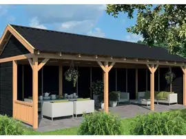 Tuindeco | Overkapping Hamar XL | Type 6 | Zwarte Wanden
