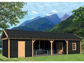 Tuindeco | Overkapping Hamar XL | Type 12 | Zwarte Wanden