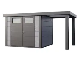 Telluria | Tuinhuis Classico 2724 met Overkapping Open Lounge Small | Rechts | Lichtgrijs