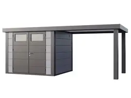 Telluria | Tuinhuis Classico 2724 met Overkapping Open Lounge Large | Rechts | Lichtgrijs