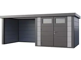 Telluria | Tuinhuis Classico 2724 met Overkapping Lounge Small | Links | Lichtgrijs