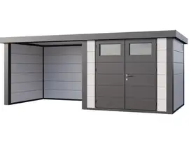 Telluria | Tuinhuis Classico 2724 met Overkapping Lounge Small | Links | Wit-Antraciet