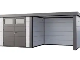 Telluria | Tuinhuis Classico 2724 met Overkapping Lounge Small | Rechts | Wit-Antraciet