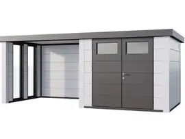 Telluria | Tuinhuis Classico 2724 met Overkapping Lounge Small met Ramen | Links | Wit