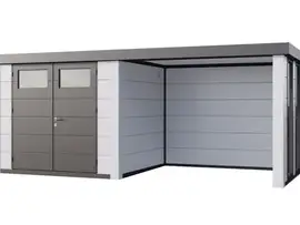 Telluria | Tuinhuis Classico 2724 met Overkapping Lounge Small met Ramen | Rechts | Wit