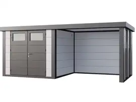 Telluria | Tuinhuis Classico 2724 met Overkapping Lounge Small met Ramen | Rechts | Wit-Antraciet