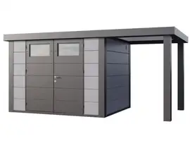 Telluria | Tuinhuis Classico 3024 met Overkapping Open Lounge Small | Rechts | Lichtgrijs