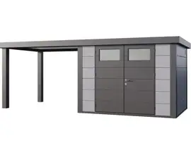Telluria | Tuinhuis Classico 3024 met Overkapping Open Lounge Large | Links | Lichtgrijs