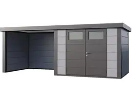Telluria | Tuinhuis Classico 3024 met Overkapping Lounge Small | Links | Lichtgrijs