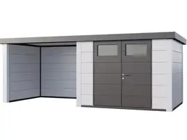 Telluria | Tuinhuis Classico 3024 met Overkapping Lounge Small | Links | Wit