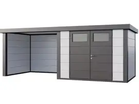 Telluria | Tuinhuis Classico 3024 met Overkapping Lounge Small | Links | Wit-Antraciet