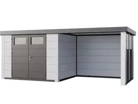 Telluria | Tuinhuis Classico 3024 met Overkapping Lounge Small met Ramen | Rechts | Wit