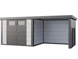 Telluria | Tuinhuis Classico 3024 met Overkapping Lounge Small met Ramen | Rechts | Wit-Antraciet