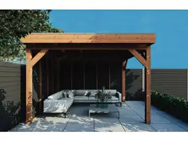 Fonteyn | Overkapping Traditioneel 3750 x 3300 | Zwart Geïmpregneerde Vuren Wanden