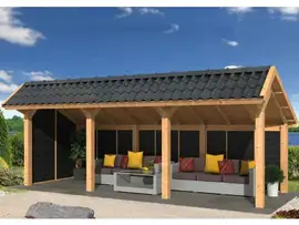 Tuindeco | Overkapping Bergen L | Type 6 | Zwarte Wanden