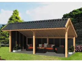 Tuindeco | Overkapping Bergen XL | Type 2 | Zwarte Wanden