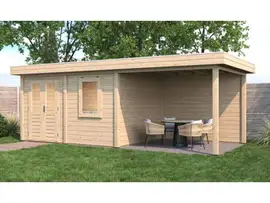 Lugarde Select Modern | Tuinhuis Emmen met Veranda Rechts 388 + 300 x 300 | Onbehandeld