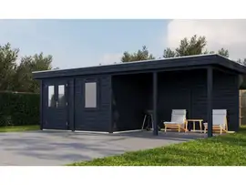 Lugarde Select Modern | Tuinhuis Zutphen met Veranda Rechts 388 + 400 x 300 | Zwart Geolied