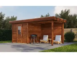 Lugarde Select Modern | Tuinhuis Vught met Veranda Rechts 250 + 300 x 250 | Bruin Geolied