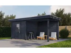 Lugarde Select Modern | Tuinhuis Vught met Veranda Rechts 250 + 300 x 250 | Zwart Geolied