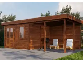 Lugarde Select Modern | Tuinhuis Amstelveen met Veranda Rechts 388 + 400 x 388 | Bruin Geolied