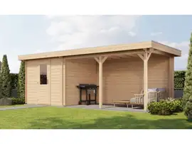 Lugarde Select | Tuinhuis Ede met Overkapping Rechts 250 + 400 x 250 | Onbehandeld