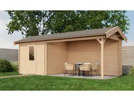 Lugarde Select | Tuinhuis Oldenzaal met Overkapping Rechts 250 + 400 x 250 | Onbehandeld