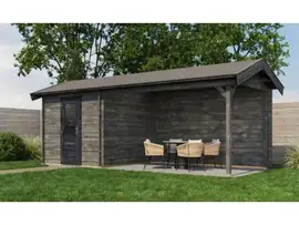 Lugarde Select | Tuinhuis Oldenzaal met Overkapping Rechts 250 + 400 x 250 | Keteldruk Grijs