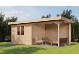 Lugarde Select | Tuinhuis Wageningen met Overkapping Rechts 300 + 300 x 250 | Onbehandeld