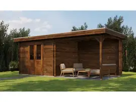 Lugarde Select | Blokhut Wageningen met Overkapping 300 + 300 x 250 | Keteldruk Bruin