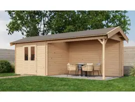 Lugarde Select | Tuinhuis Borne met Overkapping Rechts 300 + 400 x 250 | Onbehandeld