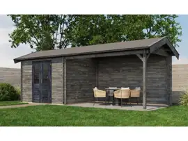 Lugarde Select | Tuinhuis Borne met Overkapping Rechts 300 + 400 x 250 | Keteldruk Grijs