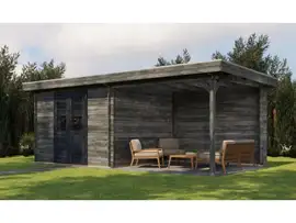 Lugarde Select | Tuinhuis Hilversum met Overkapping Rechts 300 + 300 x 300 | Keteldruk Grijs