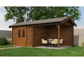 Lugarde Select | Tuinhuis Raalte met Overkapping Rechts 300 + 300 x 300 | Keteldruk Bruin