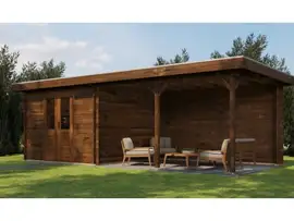 Lugarde Select | Tuinhuis Harderwijk met Overkapping Rechts 300 + 400 x 300 | Keteldruk Bruin