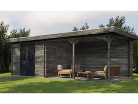 Lugarde Select | Tuinhuis Harderwijk met Overkapping Rechts 300 + 400 x 300 | Keteldruk Grijs