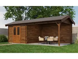 Lugarde Select | Tuinhuis Epe met Overkapping Rechts 300 + 400 x 300 | Keteldruk Bruin