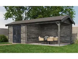 Lugarde Select | Blokhut Epe met Overkapping 300 + 400 x 300 | Keteldruk Grijs