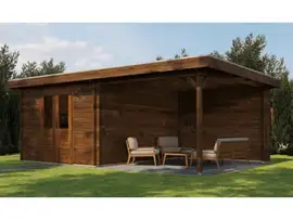 Lugarde Select | Tuinhuis Tiel met Overkapping Rechts 300 + 300 x 400 | Keteldruk Bruin