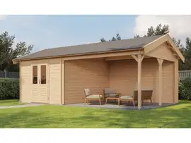 Lugarde Select | Tuinhuis Haaksbergen met Overkapping Rechts 300 + 400 x 400 | Onbehandeld