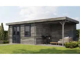 Lugarde Select | Tuinhuis Elst met Overkapping Rechts 400 + 300 x 300 | Keteldruk Grijs