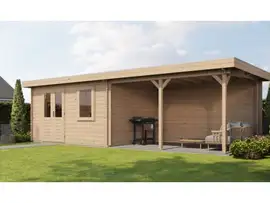 Lugarde Select | Tuinhuis Huissen met Overkapping Rechts 400 + 400 x 300 | Onbehandeld