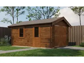 Lugarde Select | Blokhut Opheusden met Garagedeur 350 x 500 | Keteldruk Bruin