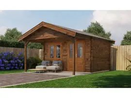 Lugarde Select | Tuinhuis Katwijk met Overkapping 400 + 200 x 300 | Keteldruk Bruin