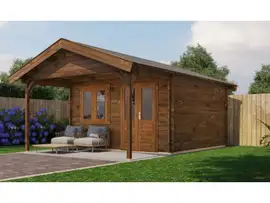 Lugarde Select | Tuinhuis Elburg met Overkapping 400 + 200 x 400 | Keteldruk Bruin