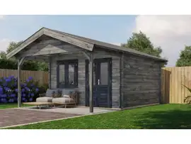 Lugarde Select | Tuinhuis Elburg met Overkapping 400 + 200 x 400 | Keteldruk Grijs