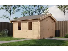 Lugarde Select | Blokhut Maurik met Garagedeur 400 x 400 | Onbehandeld