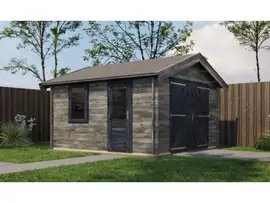 Lugarde Select | Blokhut Maurik met Garagedeur 400 x 400 | Keteldruk Grijs