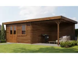 Lugarde Select | Tuinhuis Wehl met Overkapping Rechts 400 + 300 x 400 | Keteldruk Bruin