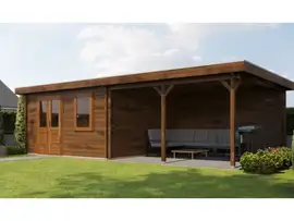 Lugarde Select | Tuinhuis Didam met Overkapping Rechts 400 + 400 x 400 | Keteldruk Bruin